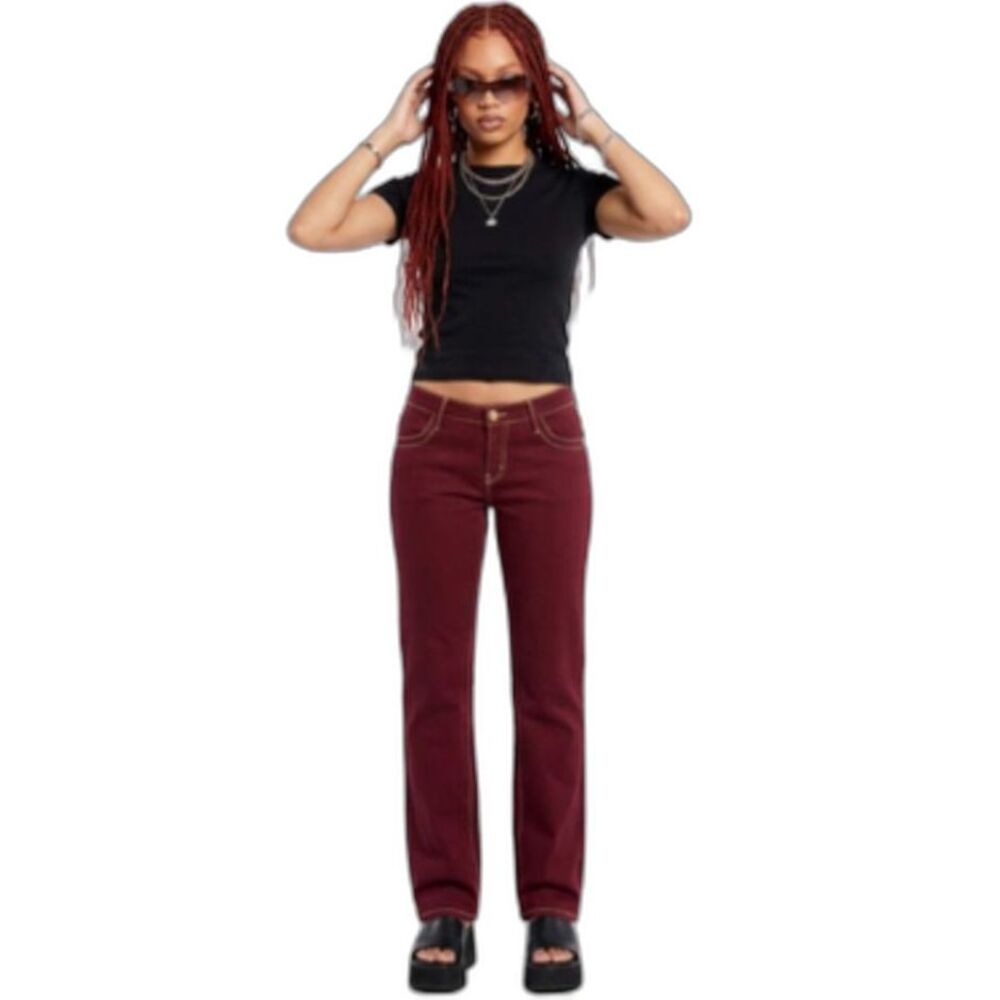 Southpole Women's Y2K NWOT Burgundy Denim Lower Rise Straight Leg Jeans Size 13